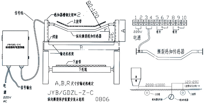 感知式縱向撕裂安裝與接線圖